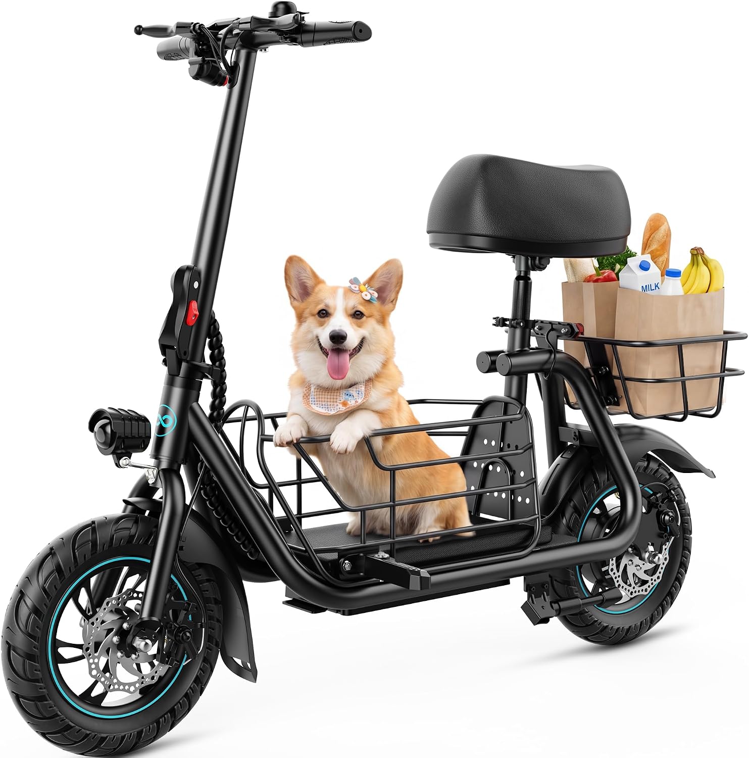 Gyroor C1S: scooter eléctrico con asiento y canasta para tu mascota — 40% off