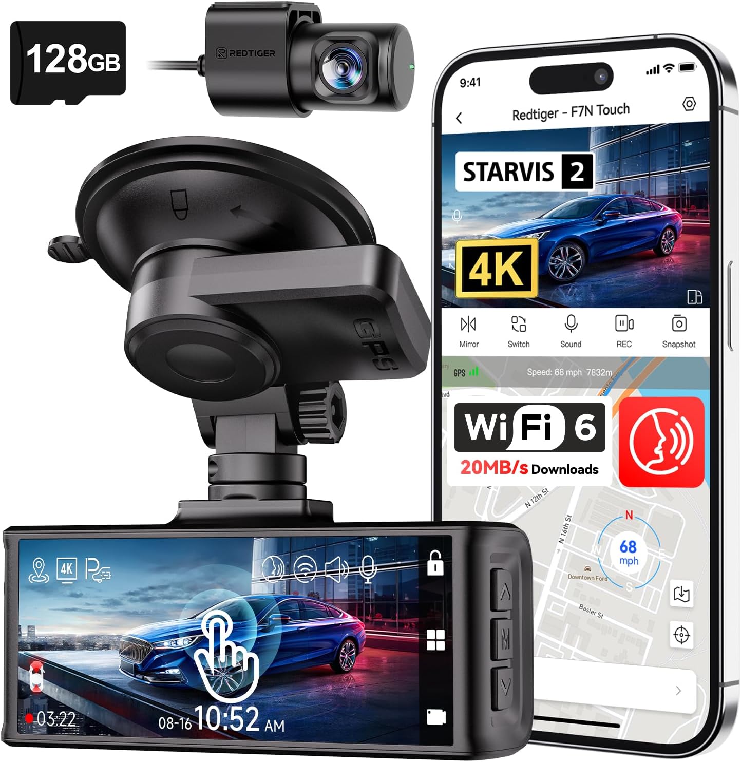 REDTIGER F7N Touch: dashcam 4K delantera y trasera para cubrirte las espaldas en la ruta — 29% off